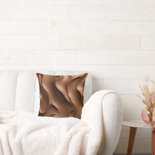 Mocha Mousse abstract depiction of creamy waves Throw Pillow