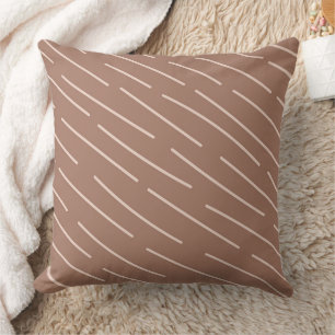 Mocha Mousse Abstract Hand-Drawn Doodle Line (3) Throw Pillow