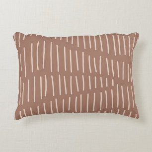 Mocha Mousse Abstract Hand-Drawn Doodle Line (4) Accent Pillow