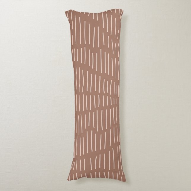 Mocha Mousse Abstract Hand-Drawn Doodle Line (4) Body Pillow (Front Vertical)