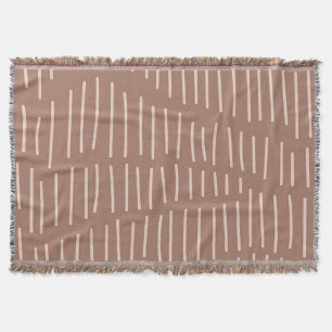 Mocha Mousse Abstract Hand-Drawn Doodle Line (4) Throw Blanket