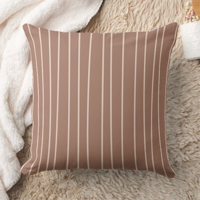 Mocha Mousse Abstract Hand-Drawn Doodle Line (5) Throw Pillow (Blanket)