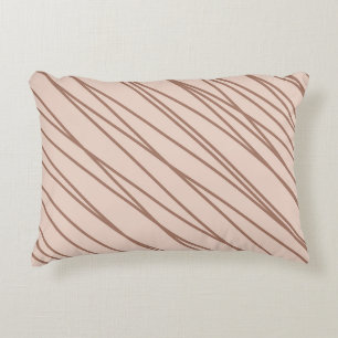Mocha Mousse Abstract Hand-Drawn Doodle Line Accent Pillow