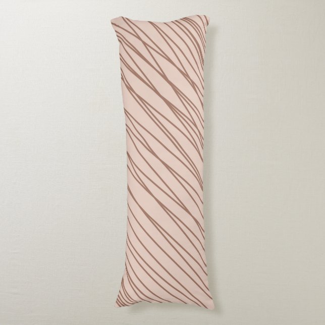 Mocha Mousse Abstract Hand-Drawn Doodle Line Body Pillow (Front Vertical)