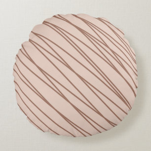 Mocha Mousse Abstract Hand-Drawn Doodle Line Round Pillow