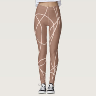 Mocha Mousse Abstract Hand-Drawn Doodles (1) Leggings