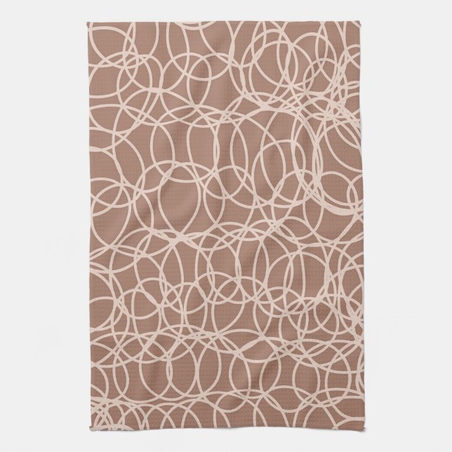Mocha Mousse Abstract Hand-Drawn Doodles (2) Kitchen Towel (Vertical)