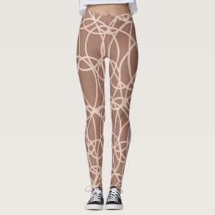 Mocha Mousse Abstract Hand-Drawn Doodles (2) Leggings