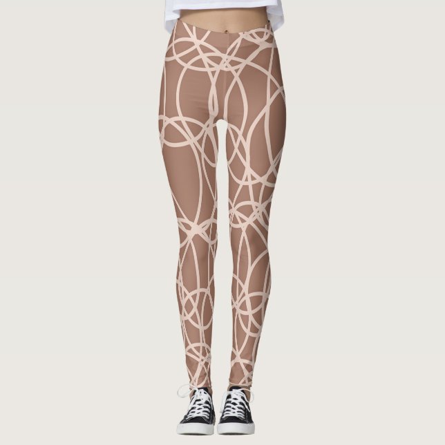 Mocha Mousse Abstract Hand-Drawn Doodles (2) Leggings (Front)
