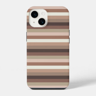 Mocha Mousse and Accents Horizontal Stripe Pattern iPhone 14 Case
