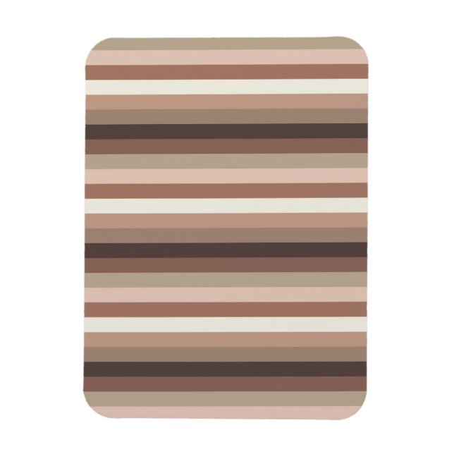 Mocha Mousse and Accents Horizontal Stripe Pattern Magnet (Vertical)