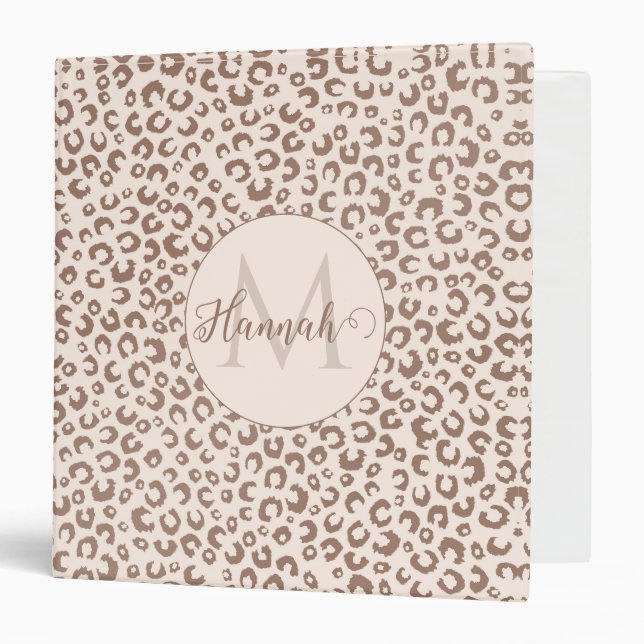 Mocha Mousse and Cream Tan Leopard Pattern Binder (Front/Inside)