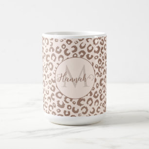 Mocha Mousse and Cream Tan Leopard Pattern Coffee Mug