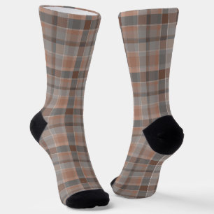 Mocha mousse and grey checkered socks