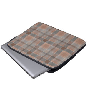 Mocha mousse and grey chequered laptop sleeve