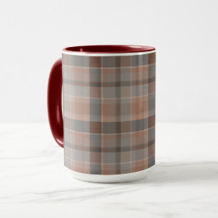 Mocha mousse and grey chequered mug