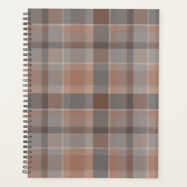 Mocha mousse and grey chequered planner (Front)