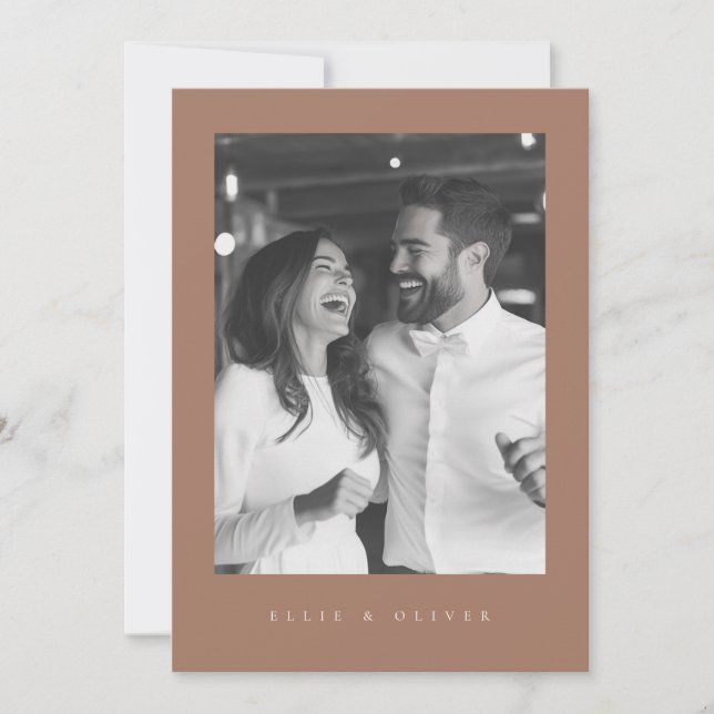 Mocha Mousse Boho Photo 1 Wedding Modern Invitation (Front)