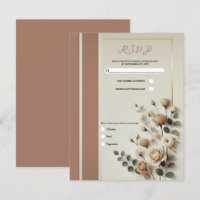 Mocha Mousse & Bone White Neutral Floral RSVP