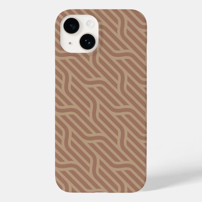 Mocha Mousse Brown Buffed Beige Wavy Line Pattern Case-Mate iPhone Case (Back)
