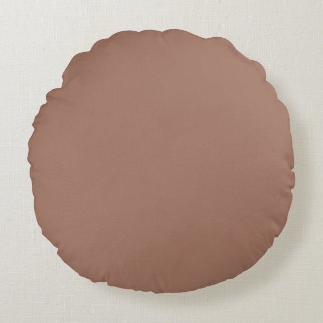 Mocha Mousse Brown Solid Color  Round Pillow (Front)