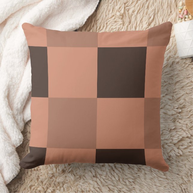 Mocha Mousse Chequered Throw Pillow (Blanket)