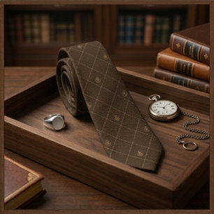 Mocha Mousse Estate Crest Jacquard Luxury Tie