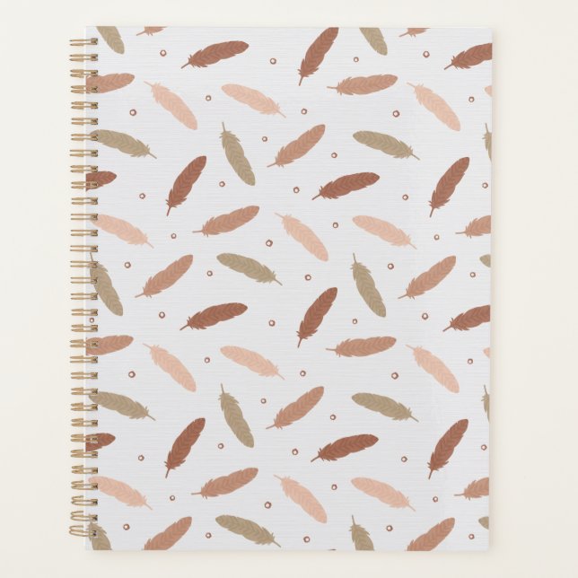 Mocha Mousse Feathers Planner (Front)