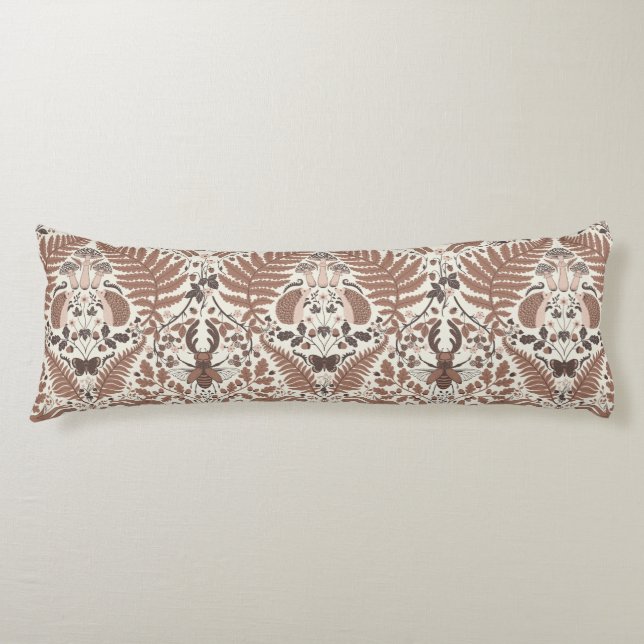 Mocha mousse forest/Woodland animals and plants Body Pillow (Front)