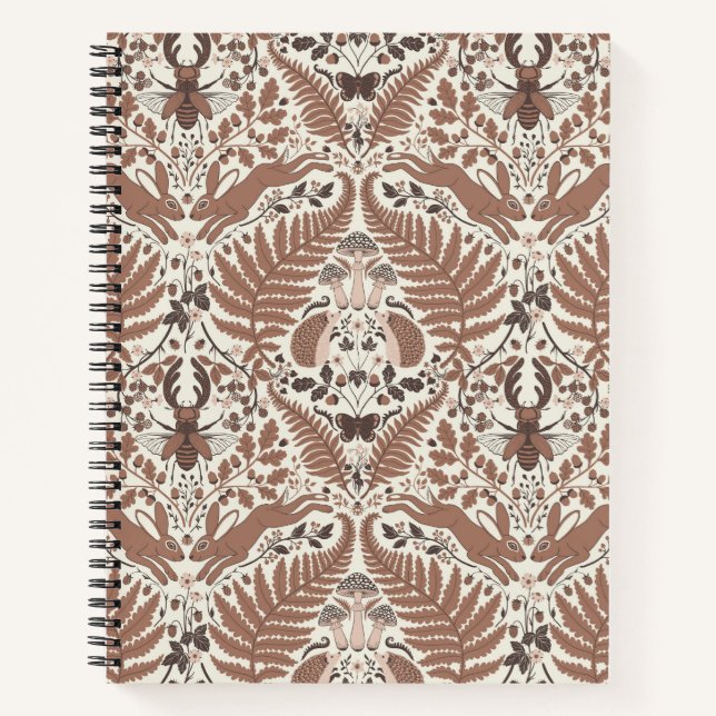 Mocha mousse forest/Woodland animals and plants Notebook (Front)
