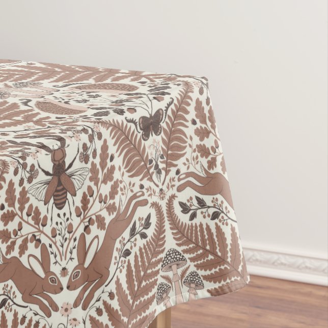 Mocha mousse forest/Woodland animals and plants Tablecloth (In Situ)