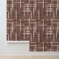 Mocha Mousse Geometric Line Art Midcentury