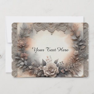 Mocha Mousse Hues Floral with Lace Invitation