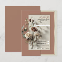 Mocha Mousse Modern Botanical Floral Wedding RSVP