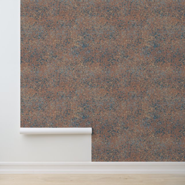 Mocha Mousse Paint Splatter Brown Teal Cream Wallpaper (Application)