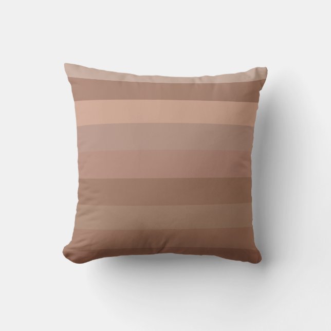 Mocha Mousse Stripes Throw Pillow (Front)
