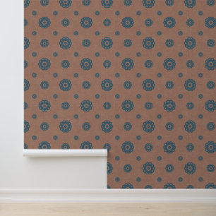 Mocha Mousse Teal Flowers Bohemian Texture Wallpaper