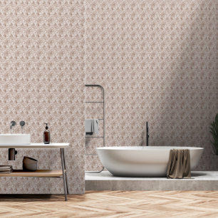 Mocha Mousse Tropical Birds and Palm Leaves Wallpaper