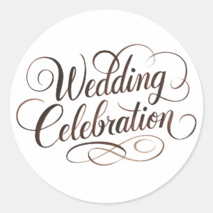 Mocha Mousse Watercolor Wedding Typography Classic Round Sticker