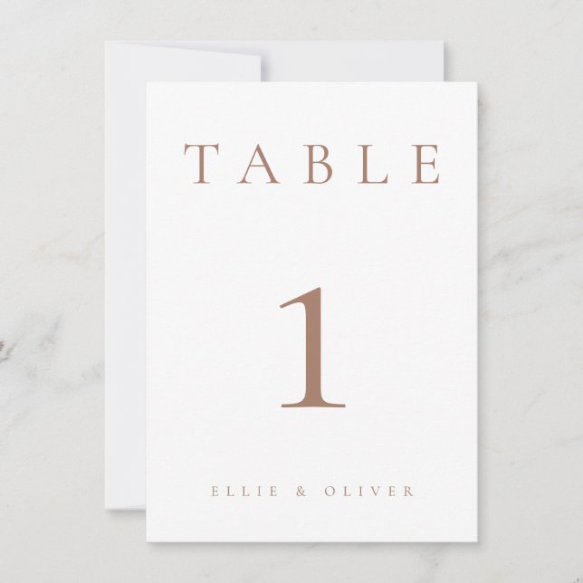 Mocha Mousse & White Wedding/Event Table Number (Front)
