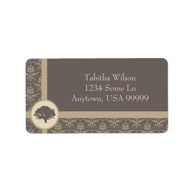 Mocha Oak Damask Address Label (Front)