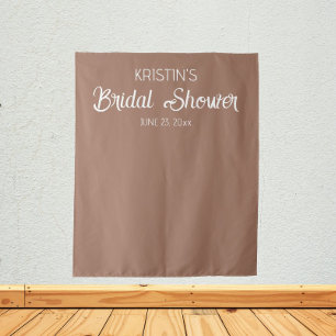 Mocha Personalized Bridal Shower Photo Backdrop Tapestry