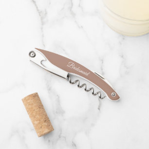 Mocha Personalized Wedding Bridesmaid Corkscrew