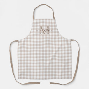 Mocha Plaid Apron with Monogram & Name