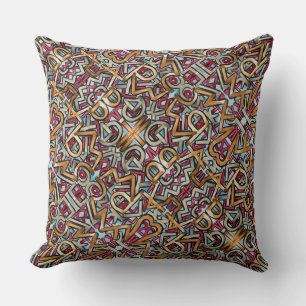 Mocha Red Gray Geometric Throw Pillow