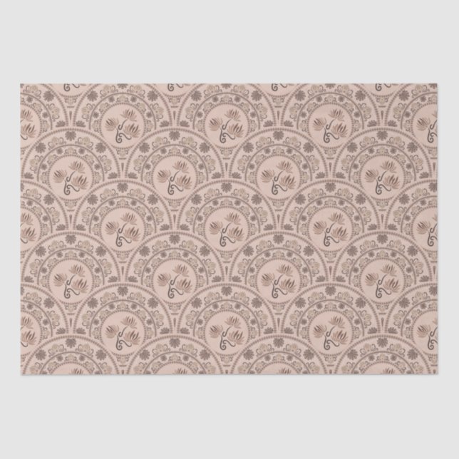 Mocha Rococo Revival Mandala Art Deco Scallop Tissue Paper (Front)
