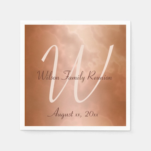 Mocha Rose Marble Personalized Napkin (Front)