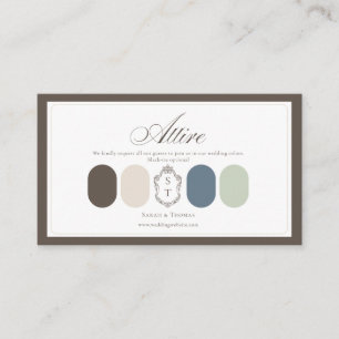 Mocha Sage Green Teal Wedding Attire Colour Enclosure Card