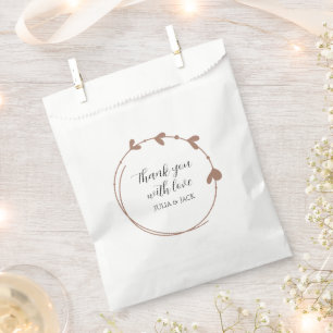 Mocha Simple Heart Wreath Wedding Favour Bag