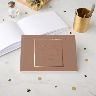 Mocha Simple Stylized Lettering Bridal Shower Guest Book